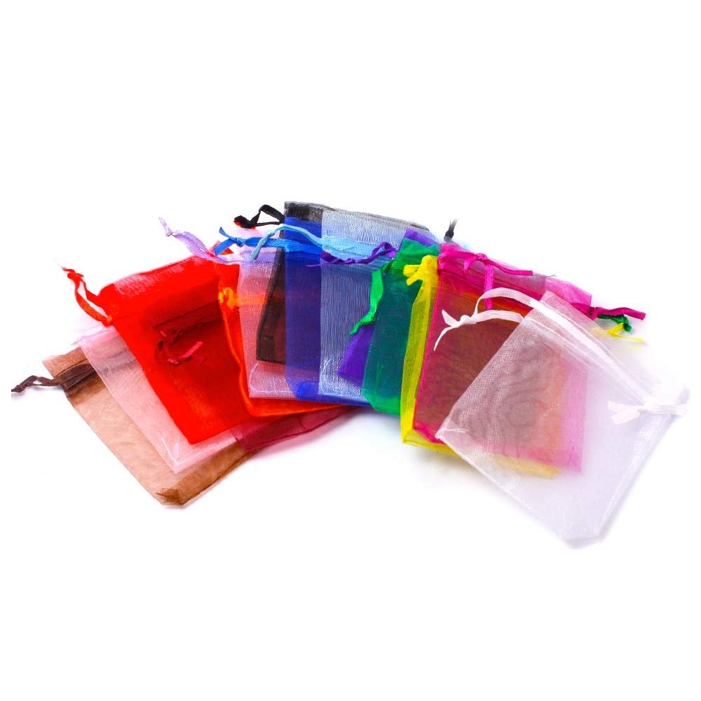 Lautechco 100 bolsas de organza de 8 x 12 pulgadas, bolsas de regalo de  organza de color aleatorio de colores mixtos, bolsas pequeñas de malla con